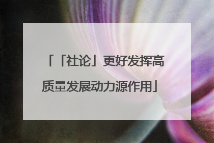 「社论」更好发挥高质量发展动力源作用