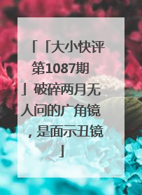 「大小快评第1087期」破碎两月无人问的广角镜，是面示丑镜