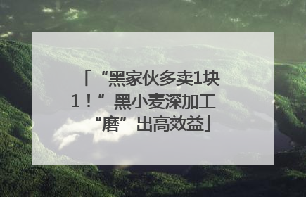 “黑家伙多卖1块1！”黑小麦深加工“磨”出高效益