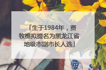 生于1984年，贾牧樵拟提名为黑龙江省地级市副市长人选
