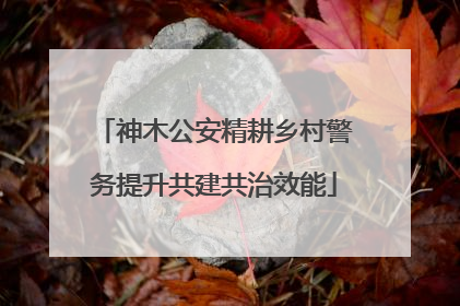 神木公安精耕乡村警务提升共建共治效能