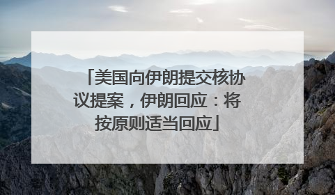美国向伊朗提交核协议提案，伊朗回应：将按原则适当回应
