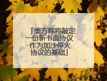 美方称将敲定一份新书面协议 作为加沙停火协议的基础