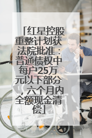 红星控股重整计划获法院批准：普通债权中每户25万元以下部分，六个月内全额现金清偿