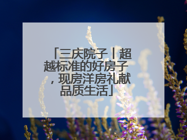 三庆院子丨超越标准的好房子，现房洋房礼献品质生活
