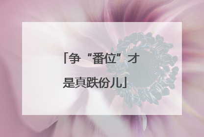 争“番位”才是真跌份儿