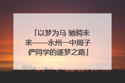 以梦为马 驰骋未来——永州一中周子俨同学的逐梦之路