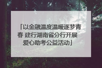 以金融温度温暖逐梦青春 建行湖南省分行开展爱心助考公益活动