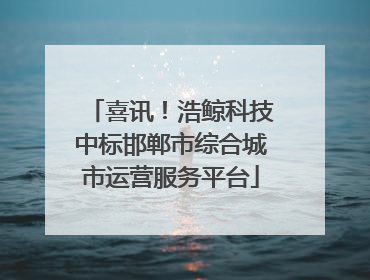 喜讯！浩鲸科技中标邯郸市综合城市运营服务平台