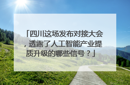 四川这场发布对接大会，透露了人工智能产业提质升级的哪些信号？