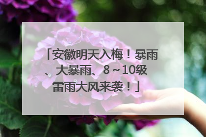 安徽明天入梅！暴雨、大暴雨、8～10级雷雨大风来袭！