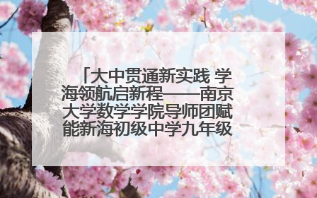 大中贯通新实践 学海领航启新程——南京大学数学学院导师团赋能新海初级中学九年级学子生涯规划