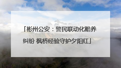 彬州公安：警民联动化赡养纠纷 枫桥经验守护夕阳红