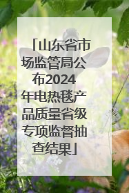 山东省市场监管局公布2024年电热毯产品质量省级专项监督抽查结果