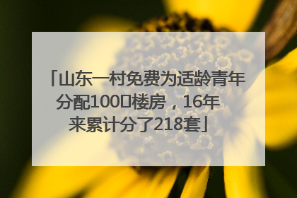 山东一村免费为适龄青年分配100㎡楼房，16年来累计分了218套