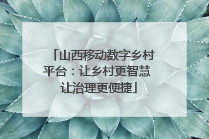 山西移动数字乡村平台：让乡村更智慧 让治理更便捷