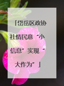岱岳区政协社情民意“小信息”实现“大作为”