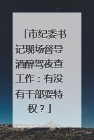 市纪委书记现场督导酒醉驾夜查工作：有没有干部耍特权？