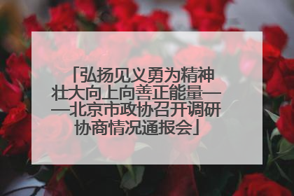 弘扬见义勇为精神 壮大向上向善正能量——北京市政协召开调研协商情况通报会