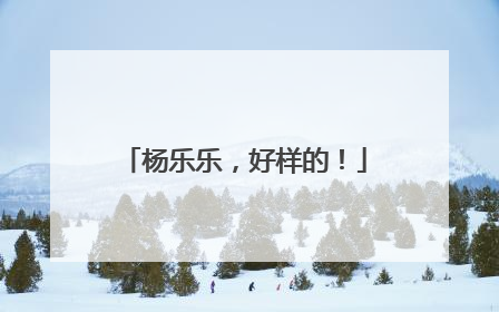 杨乐乐，好样的！