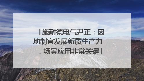 施耐德电气尹正：因地制宜发展新质生产力，场景应用非常关键
