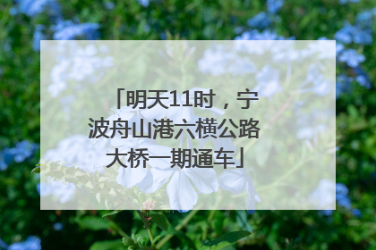 明天11时，宁波舟山港六横公路大桥一期通车