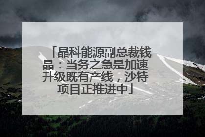 晶科能源副总裁钱晶：当务之急是加速升级既有产线，沙特项目正推进中