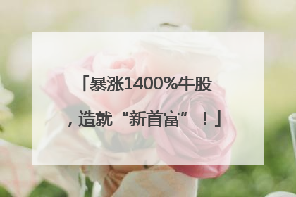 暴涨1400%牛股，造就“新首富”！