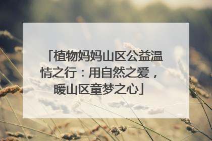 植物妈妈山区公益温情之行：用自然之爱，暖山区童梦之心
