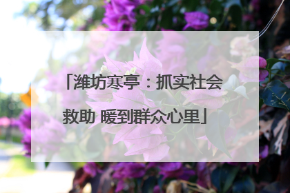 潍坊寒亭：抓实社会救助 暖到群众心里