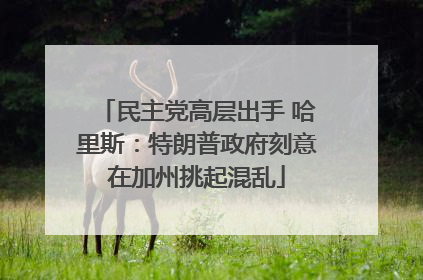 民主党高层出手 哈里斯：特朗普政府刻意在加州挑起混乱