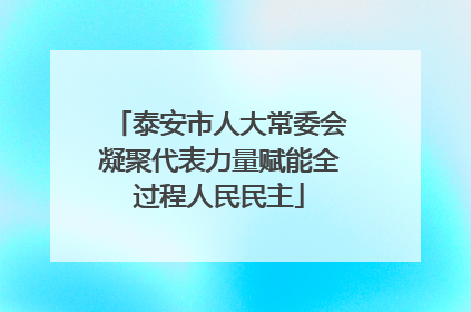 泰安市人大常委会凝聚代表力量赋能全过程人民民主