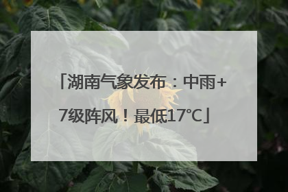 湖南气象发布：中雨+7级阵风！最低17℃