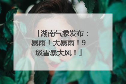 湖南气象发布：暴雨！大暴雨！9级雷暴大风！