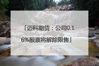 迈科期货：公司0.16%股票将解除限售