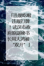 违规吃喝、违规打牌！武汉市政府原副秘书长周大鸿被“双开”