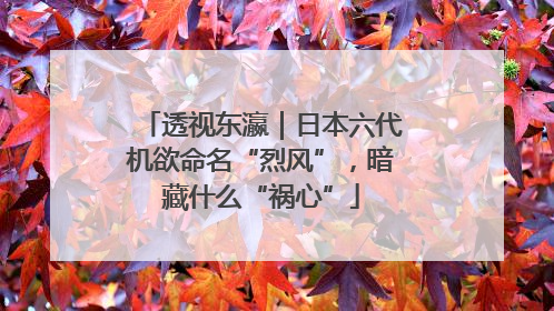 透视东瀛｜日本六代机欲命名“烈风”，暗藏什么“祸心”