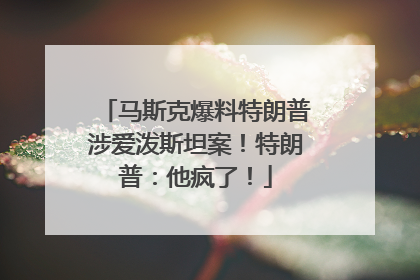 马斯克爆料特朗普涉爱泼斯坦案！特朗普：他疯了！