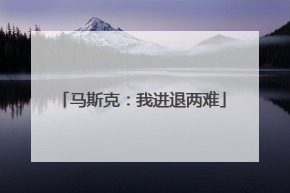 马斯克：我进退两难